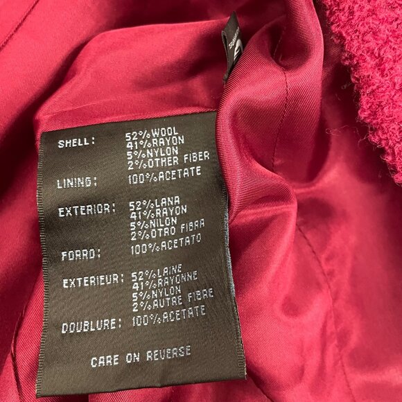 Nine West Womens Nubby Pea Coat Button Up Wool Blend Claret Size 14 Pockets - Picture 9 of 9